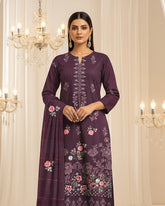 Plum Bana Dora Embroidered Dhanak 3PC Unstitched