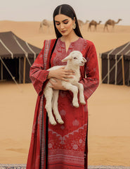 Ruby Crimson & Dotted Filigree Lawn 3 PCs Unstitched