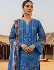 Aegean Blue & Damask Motif Lawn 3 PCs Unstitched