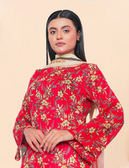 Crimson Floral Bloom Nenokara Premium Lawn 3 PCs Unstitched