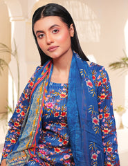 Azure Blue & Pink Petal Nenokara Premium Lawn 3 PCs Unstitched