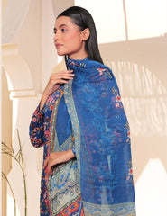 Azure Blue & Pink Petal Nenokara Premium Lawn 3 PCs Unstitched