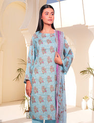 Sky Blue & Lilac Garden Nenokara Premium Lawn 3 PCs Unstitched