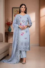 Frosted Bloom Viscose Bana Dora 3-Piece Unstitched