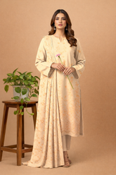 Ivory Yellow Noor-e-Dhanak Chamki Embroidered 3-Piece Unstitched