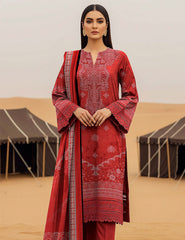 Ruby Crimson & Dotted Filigree Lawn 3 PCs Unstitched