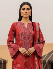 Ruby Crimson & Dotted Filigree Lawn 3 PCs Unstitched
