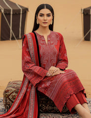 Ruby Crimson & Dotted Filigree Lawn 3 PCs Unstitched