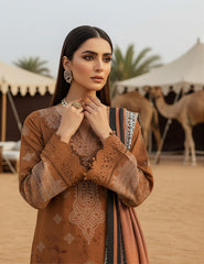 Caramel Filigree & Geo-Border Lawn 3 PCs Unstitched