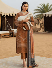 Caramel Filigree & Geo-Border Lawn 3 PCs Unstitched