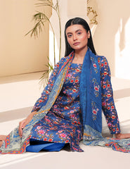 Azure Blue & Pink Petal Nenokara Premium Lawn 3 PCs Unstitched