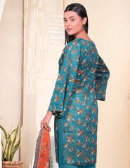 Deep Teal & Amber Petals Nenokara Premium Lawn 3 PCs Unstitched