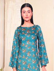 Deep Teal & Amber Petals Nenokara Premium Lawn 3 PCs Unstitched