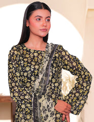 Midnight Onyx & Citron Bloom Nenokara Premium Lawn 3 PCs Unstitched