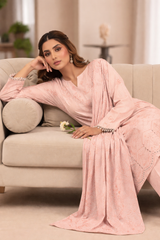 Blush Peach Noor-e-Dhanak Chamki Embroidered 3-Piece Unstitched